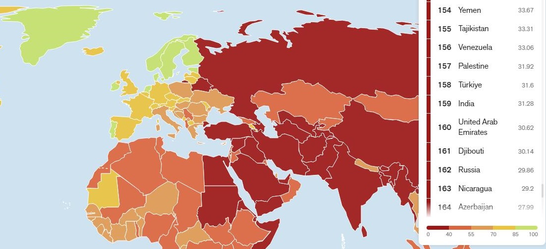 Türkiye basın özgürlüğü endeksinde 180 ülke arasında 158. sırada